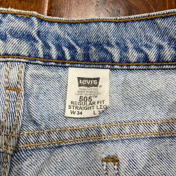 Levi's 505 Regular Orange Tab Vtg 1995 Light Blue Denim Jeans Men's 34W x 32L - Picture 6 of 10